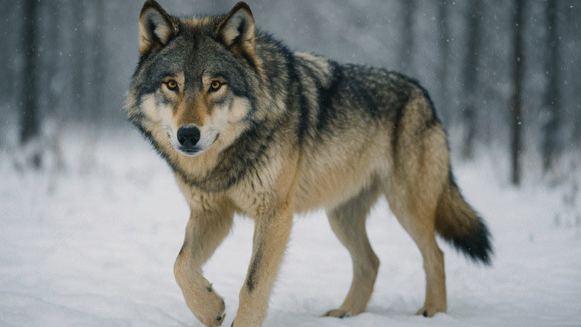 wilk szary - przodek psa domowego. To od niego rozpoczęła się wspólna historia człowieka i psa