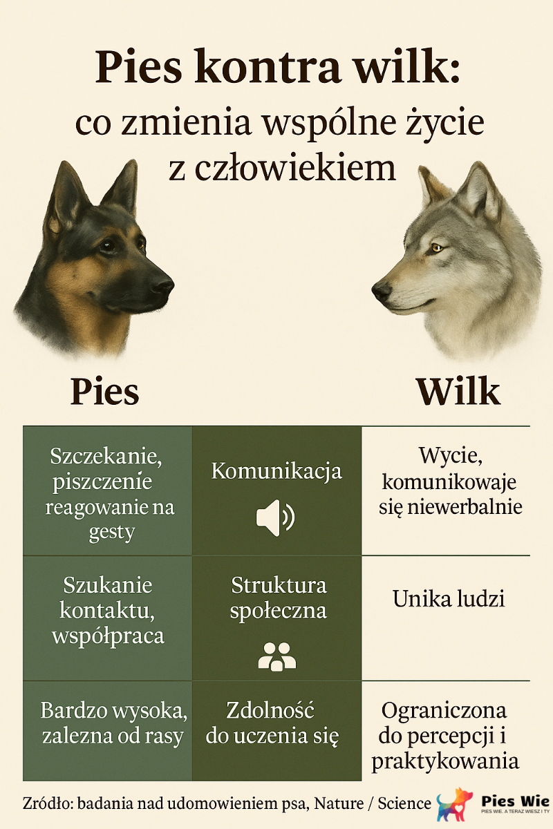 porównanie psa i wilka - komunikacja, struktura społeczna, zdolność do uczenia się